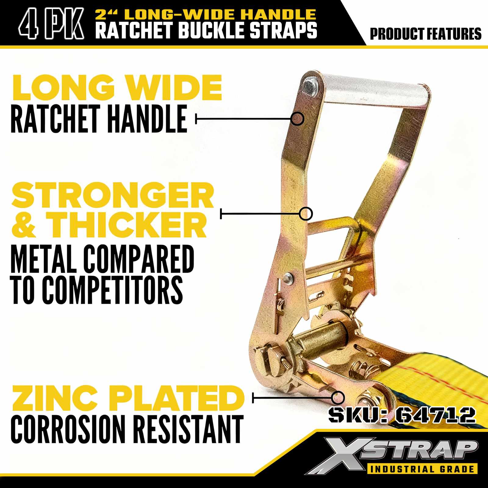 Xstrap 64712 Cinghie con fibbia a cricchetto con manico largo 2