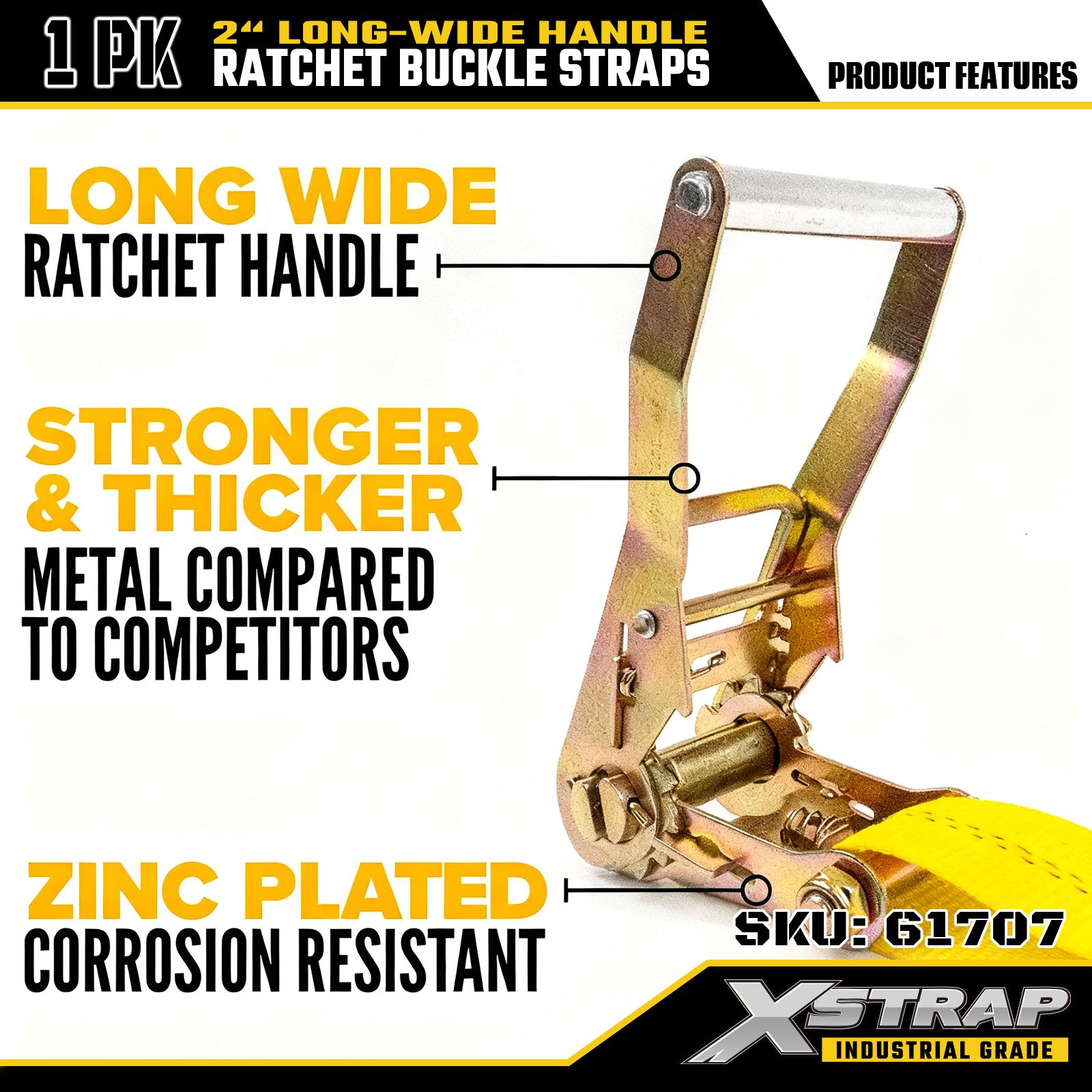 Xstrap 61707 Cinghie con fibbia a cricchetto e manico largo 2
