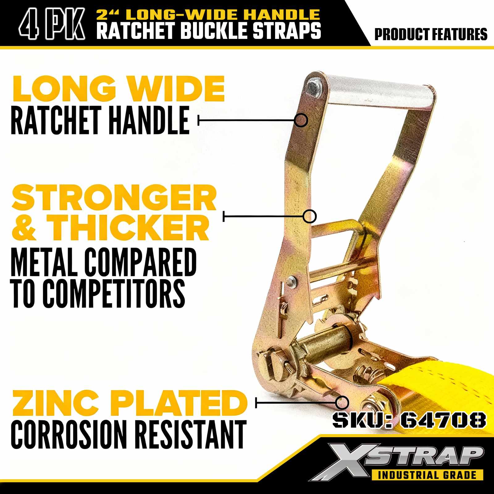 Xstrap 64708 Cinghie con fibbia a cricchetto lunghe 2