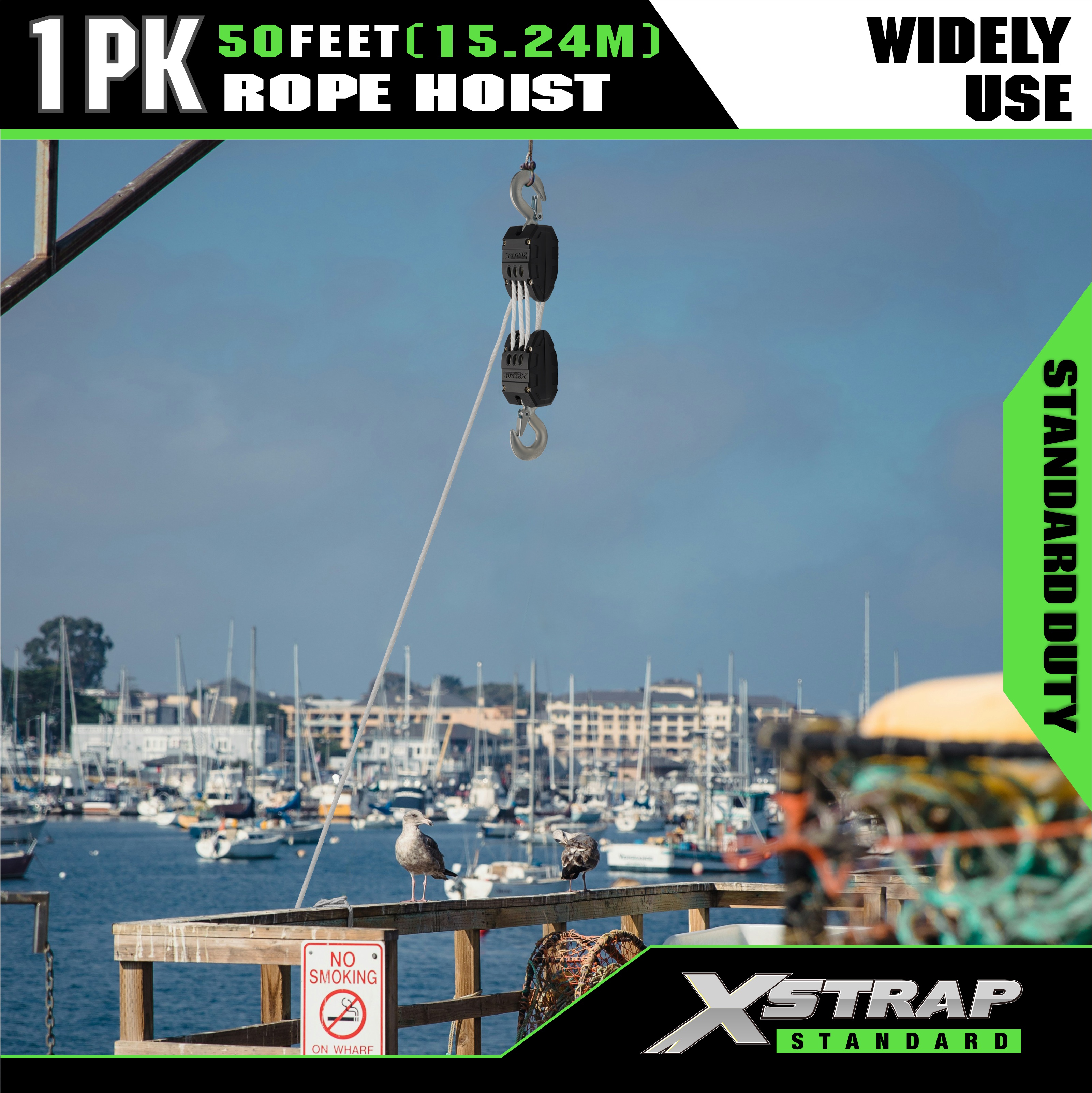 XSTRAP AHLT0003 Sistema di pulegge per paranco a fune bianca Capacità 1000 libbre