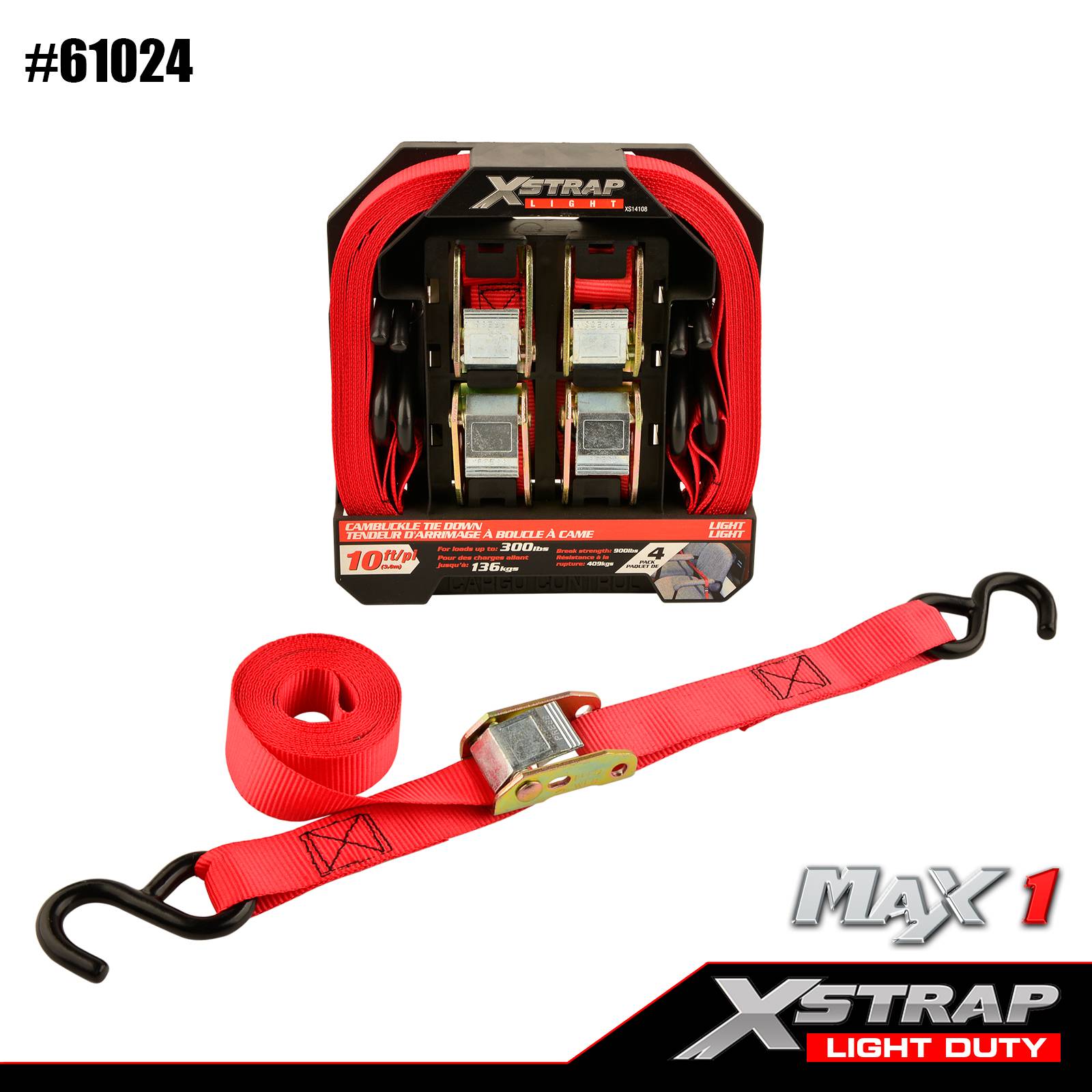 Xstrap 61024 Cinghie di ancoraggio con fibbia 4PK 1