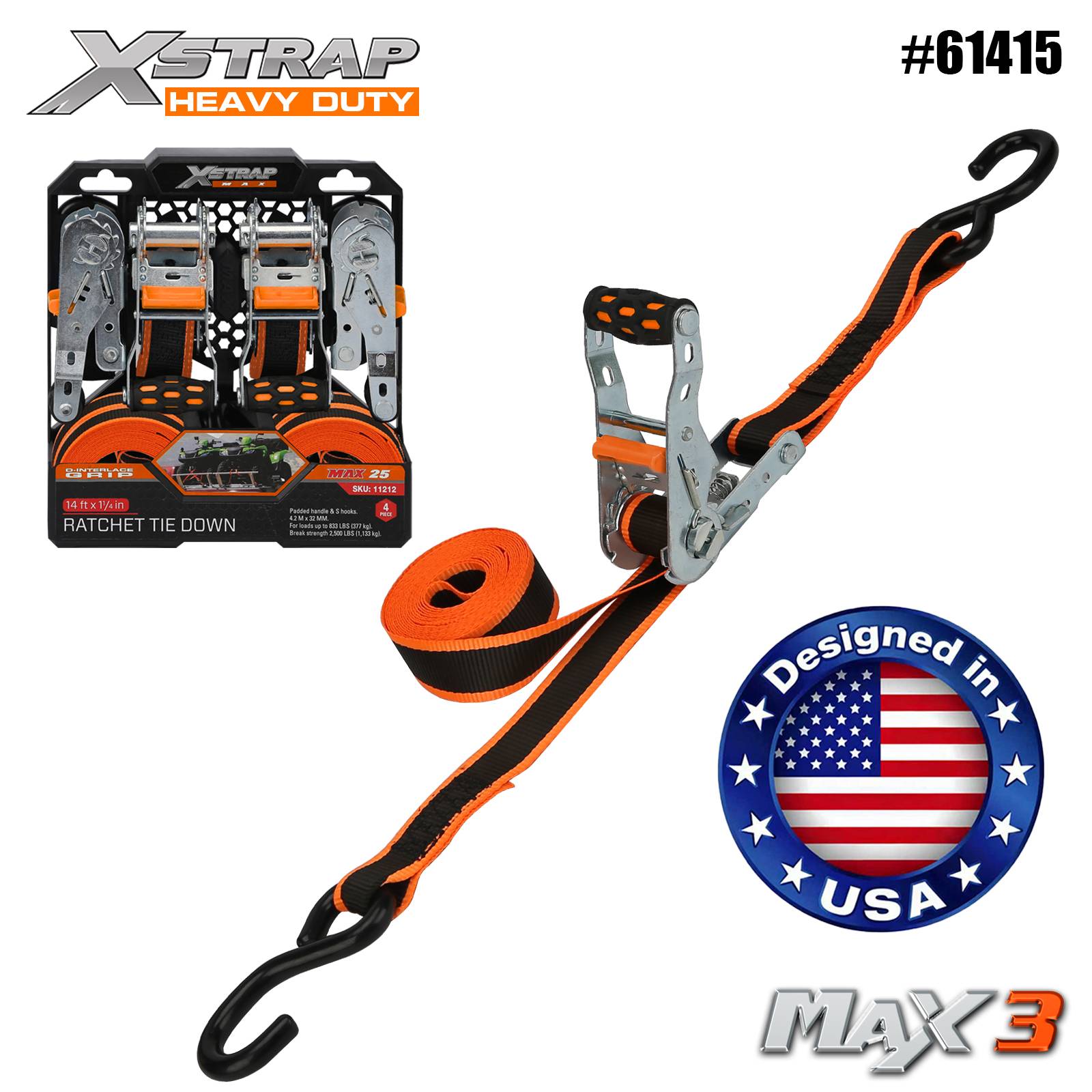 Xstrap 61415 1-1/4” x 14' 4PK Ancoraggio a cricchetto 1000 libbre SWL