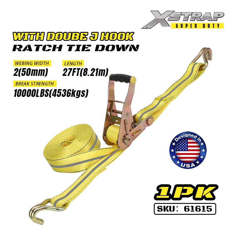Xstrap 61615 Ancoraggio a cricchetto da 2” x 27' con ganci a doppia J 3333 libbre SWL