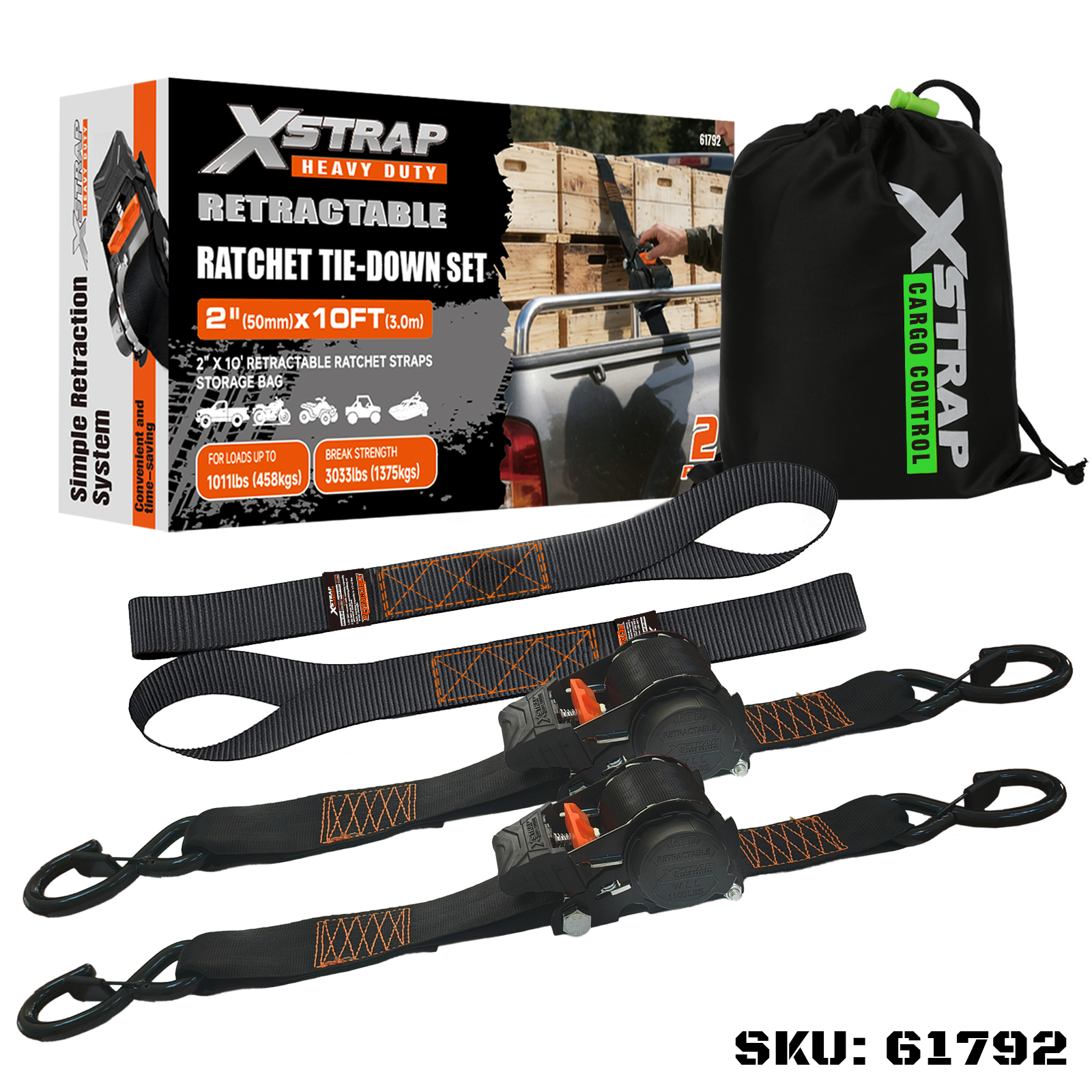 Xstrap 61792 2PK Set di ancoraggi con cricchetto retrattile 2
