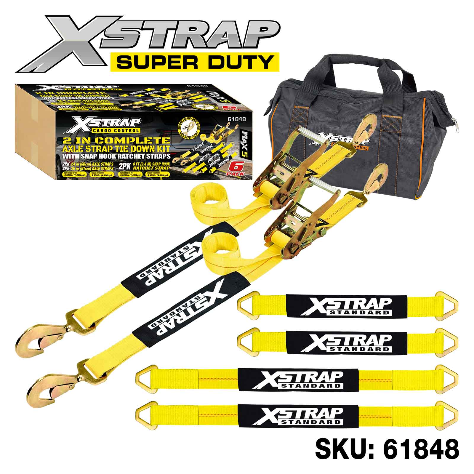 Xstrap 61848 6PK Kit completo di ancoraggio cinturino Alex da 2 pollici 3.300 libbre SWL