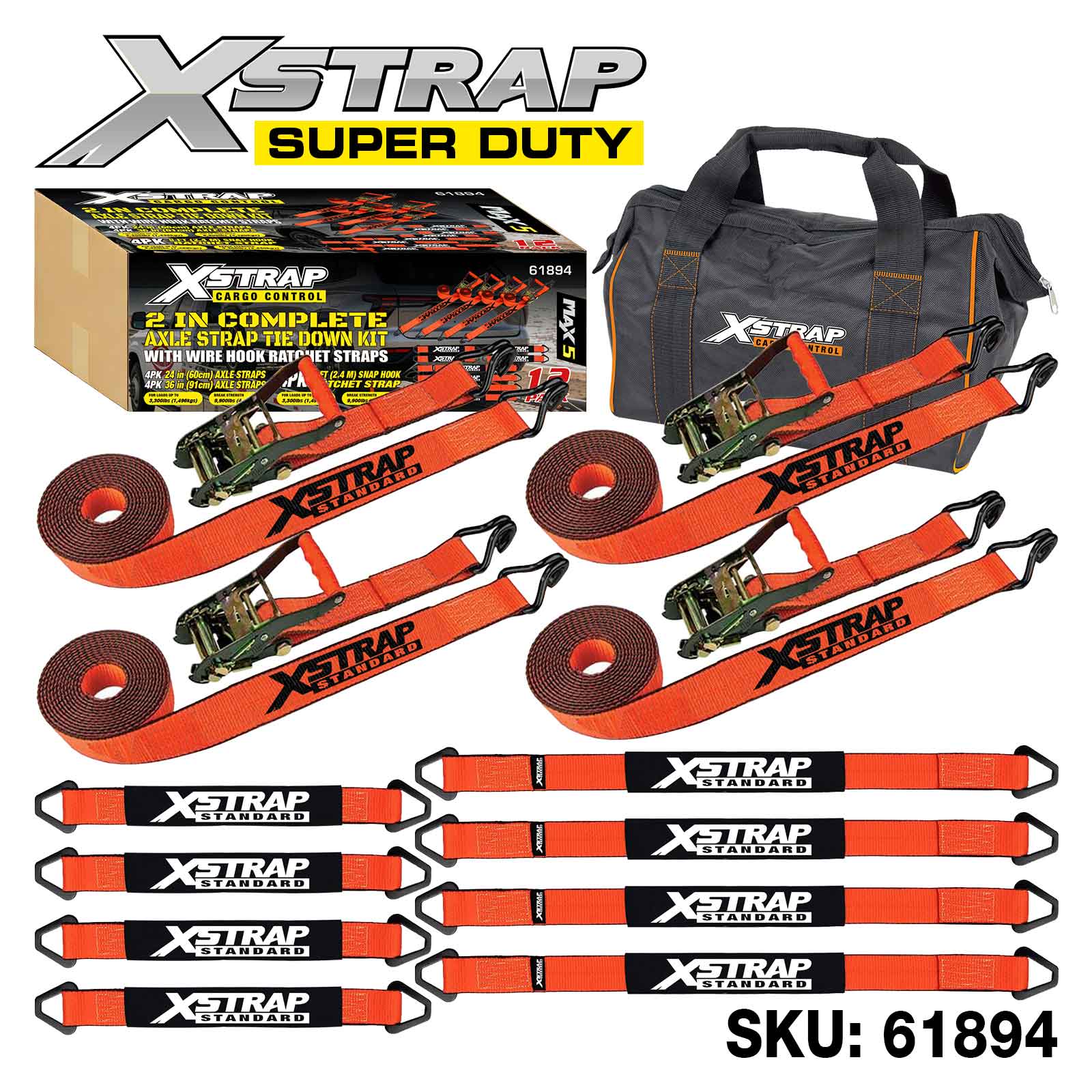 Xstrap 61894 12PK Kit completo di ancoraggio cinturino Alex da 2 pollici 3.300 libbre SWL